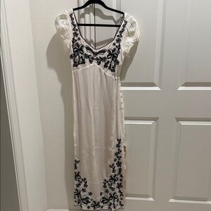 NWT J.Crew Off White and Black Embroidered Slip Dress